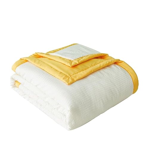FYFWPA Kühldecke für Sommer Eisseide Kühlfasern Sommerdecke: Sleep Kühldecke Sommerkühldecken Komfortdecken Dünne Sommerdecke Reisedecke Anti Schweiß Atmungsaktive(Yellow,180 * 220cm) von FYFWPA