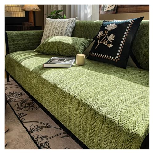 FYFWPA Sofa Überzug für Ecksofa Weiche Sofabezug: Chenille rutschfeste Sofabezüge 1 2 3 4 Sitzer Sektionssofa Cover Sofa Überwurf für L Form Sofaschoner Couch ÜBerzug(Green,70 * 70cm) von FYFWPA