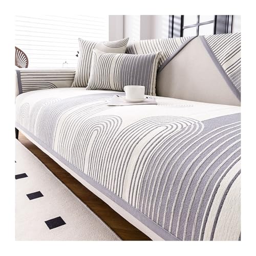 FYFWPA Sofa Überzug für Ecksofa Weiche Sofabezug: Chenille rutschfeste Sofabezug 1 2 3 4 Sitzer Sektionssofa Cover Sofa Überwurf Hund Katze Sofaschoner Couch ÜBerzug(Grau,90 * 240cm) von FYFWPA
