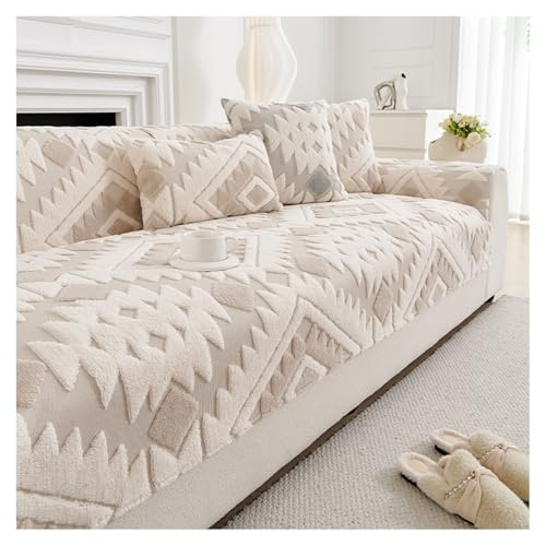 Sofa Überzug Weiche Plüsch Sofabezug: Anti Rutsch Couch Überzug für Herbst und Winter Hund Katze Sofaschoner für U Form L Form Sektionssofa für 1 2 3 4 Sitzer Sofa(Light Brown,110 * 210cm) von FYFWPA