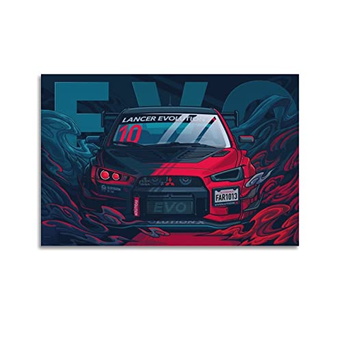 JDM Anime-Sportauto-Poster für Mitsubishi Lancer EVO Rennauto-Poster, dekoratives Gemälde, Leinwand, Wandposter und Kunstbild, modernes Familien-Schlafzimmer, Dekor-Poster, 60 x 90 cm von FYGE