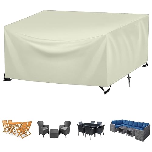 Abdeckung für Gartenmöbel, 100x90x60cm, Schutzhülle für Gartentisch, Regenschutz und Staubfest, Schwerlast Oxford Gewebe Gartentisch Abdeckung für Terrassenmöbel(Beige) von FYHDSH