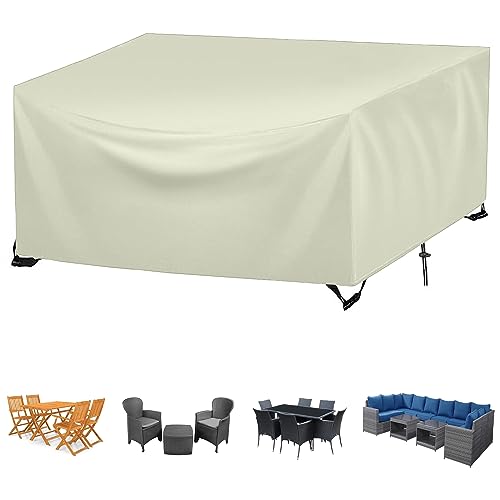 Abdeckung für Gartenmöbel, 200x80x80cm, Schutzhülle für Gartentisch, Regenschutz und Staubfest, Schwerlast Oxford Gewebe Gartentisch Abdeckung für Terrassenmöbel(Beige) von FYHDSH