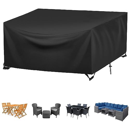 Abdeckung für Gartenmöbel, 180x160x90cm, Schutzhülle für Gartentisch, Regenschutz und Staubfest, Schwerlast Oxford Gewebe Gartentisch Abdeckung für Terrassenmöbel(Schwarz) von FYHDSH