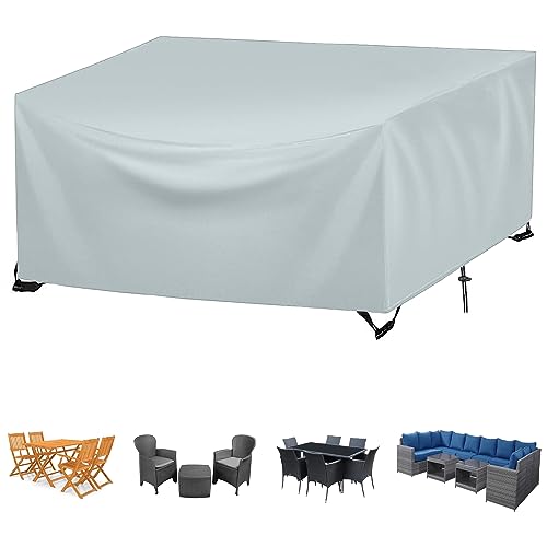 Abdeckung für Gartenmöbel, 200x140x50cm, Schutzhülle für Gartentisch, Regenschutz und Staubfest, Schwerlast Oxford Gewebe Gartentisch Abdeckung für Terrassenmöbel(Grau) von FYHDSH