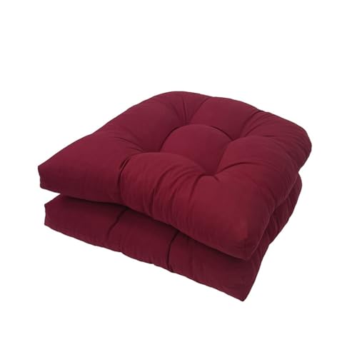 FYHTC 2 Stück Sitzkissen in 48x48cm, Bequeme Sitzkissen U-förmiges Kissen Sofa Rattan Stuhlkissen für Korbstuhl Sitz Terrassenmöbel Esszimmerstuhl Pad(Wine red) von FYHTC