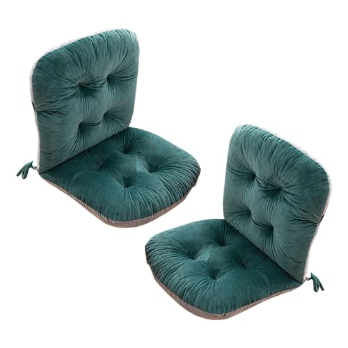 FYHTC Stuhlauflage Niedriglehner, Verdicken Weich Stuhlkissen mit Rückenlehne Sitzkissen, Rückenkissen mit Bänder, Polsterauflage Gartenstuhl Auflage Fur Outdoor Küche(Dark Green,2 Pack) von FYHTC