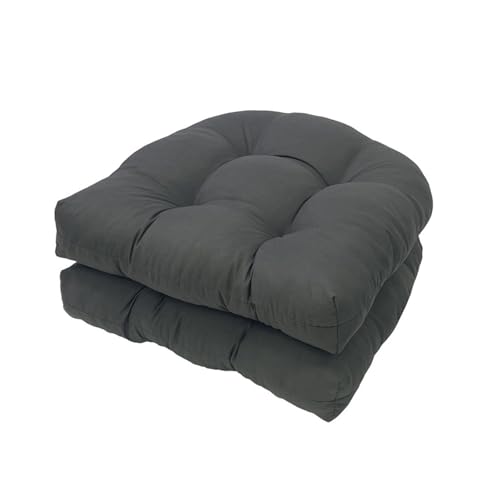 FYHTC Stuhlkissen 2er Set, Sessel Kissen Zurück Sitzkissen Pad 48x48 cm, Sitzpolster für Outdoor Geeignet, Outdoor Gartenstuhlkissen，Wasserdichtes Stuhlkissen(Dark Gray) von FYHTC