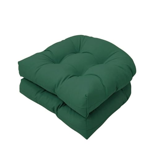 FYHTC Stuhlkissen 2er Set, Sitzkissen Stuhl 48 X 48cm, Bequeme Sitzauflagen Sitzpolster Stuhlauflage für Gartenstuhl, Polster Kissen für Gartenmöbel, Wasserdichtes Stuhlkissen(Dark Green) von FYHTC