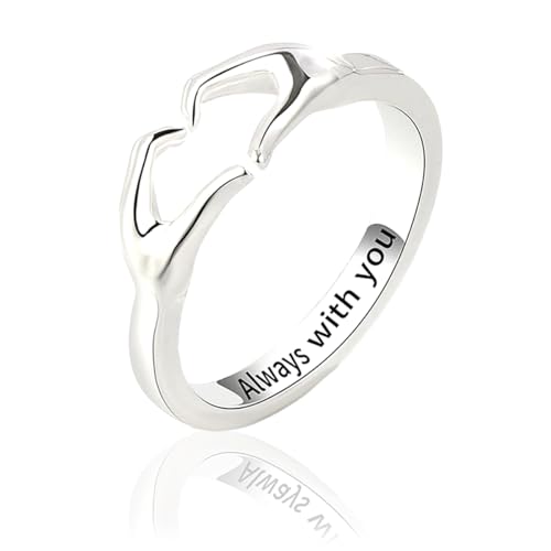 FYJCXCMP Damen lieben Ring, eleganter Herzring, verstellbarer Ring, Textschnitzerei personalisierter Geschenkring Valentinstag Geburtstag Muttertag von FYJCXCMP