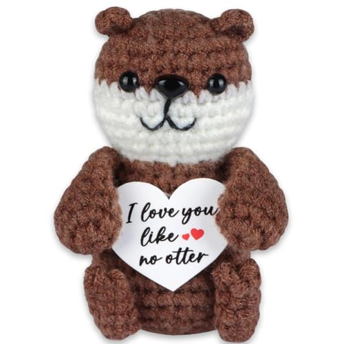 FYJCXCMP Mini Lustiger Positiver Otter-Inspirierender Süßer Otter Mit Positiver Kartentasche Umarmungsgeschenk Ermutigung-Emotionale Unterstützung - Aufmunterungsgeschenk Für Freundin Frau Dekoration von FYJCXCMP