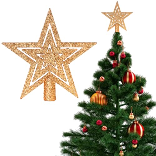 Weihnachtsbaumspitze Stern Stylish Champagner Gold Glitter Star Weihnachtsbaumspitze Stern Weihnachtsbaumspitze für Jeden Weihnachtsbaum von FYJCXCMP