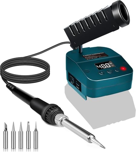 Kabelloser Lötkolben für Bosch 18V GBA/BAT Akku,Schnelles Aufheizen Lötstation mit LED Digitale Display,Mobilität Soldering Iron mit USB&Type-C für Heimwerker,Gerätereparatur,Drahtschweißen(Ohne Akku) von FYJUL