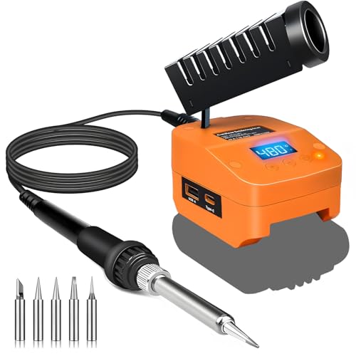 Kabelloser Lötkolben für Worx 20V 4Pin Akku, Schnelles Aufheizen Lötstation mit LED Digitale Display, Mobilität Soldering Iron mit USB&Type-C für Heimwerker, Gerätereparatur, Drahtschweißen(Ohne Akku) von FYJUL
