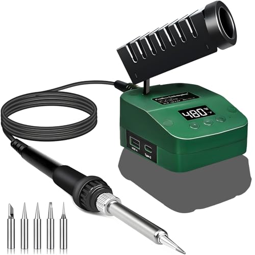 Lötkolben für Bosch 18V Home und Garden PBA Akku, Schnelles Aufheizen Lötstation mit LED Digitale Display, Mobilität Soldering Iron mit USB&Type-C für Heimwerker, Gerätereparatur, Drahtschweißen von FYJUL