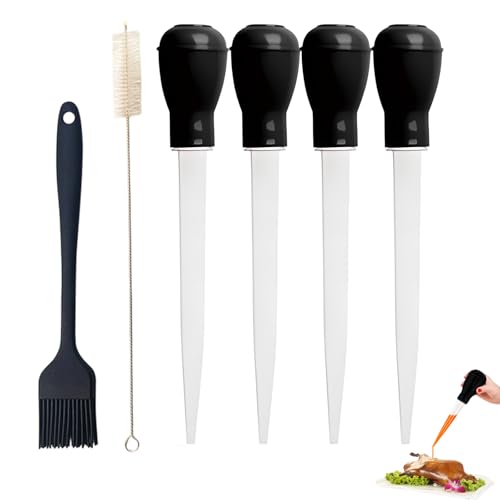 Truthahn-Baster, Bratenspritze zum Kochen, Fleischinjektor, Set mit Reinigungsbürste, geeignet für gebratenes Hühnerfleisch und Grill, leicht zu reinigen und zu pflegen, 6 Stück Truthahn-Baster, Bratenspritze zum Kochen, Fleischinjektor, Set mit Reinigungsbürste, geeignet für gebratenes Hühnerfleisch und Grill, leicht zu reinigen und zu pflegen, 6 Stück von FYKZQWDS
