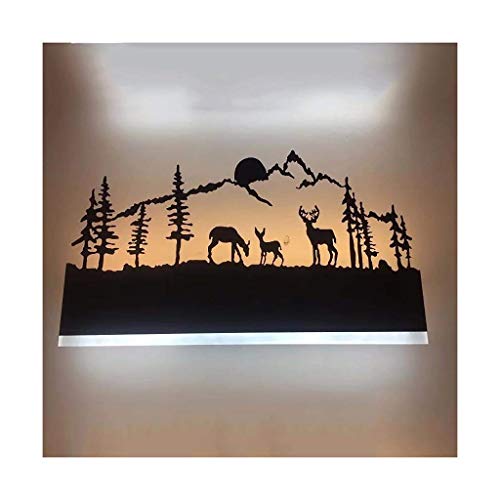 Augrous LED Wandleuchte Hirsch Gestalten Design Oben unten Wandlampe mit Acryl Eisen Innere Dekoration zum Schlafzimmer Wohnzimmer, 12W von FYLARY