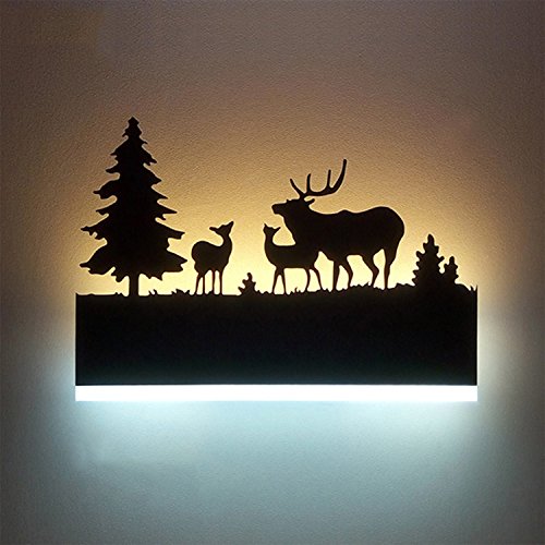 Augrous Wandlampe LED Oben und Nieder Innenleuchte Eisen Licht Karosserie Hirsch Design Wandlampe zum Bar Flur Dekoration, 12W von FYLARY