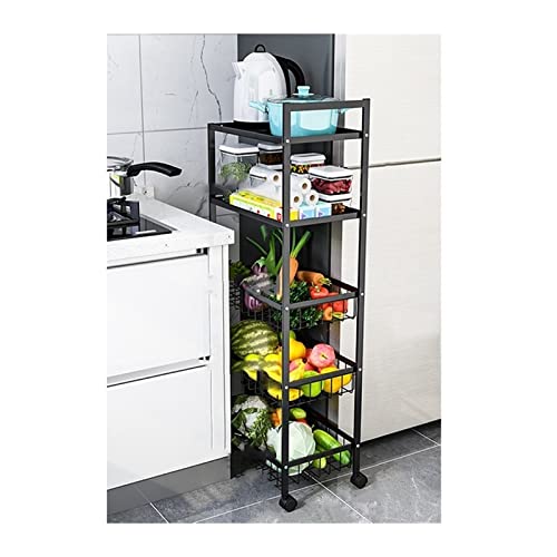 FYLDQAXU Regale für die Lagerung, Küchenspalten-Lagerregal, mehrschichtiger Wagen, Obst- und Gemüseregal, schmaler Kühlschrank, Lückenlagerregal, Regal, Lagerregal von FYLDQAXU