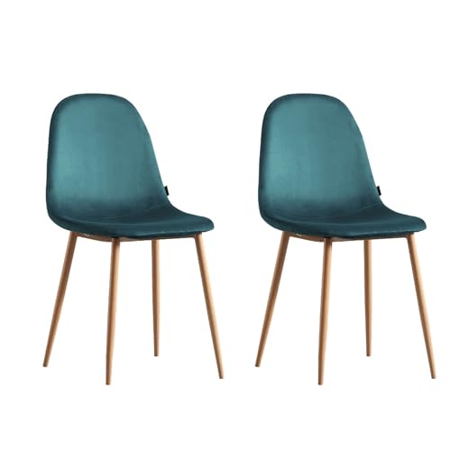FYNNDM 2er-Set Esszimmerstühle aus Samt, Mid-Century Modern Küchenstühle mit Metallbeinen, ergonomische hohe Rückenlehne, ohne Armlehnen, für Wohnzimmer, Schlafzimmer, Restaurant, von FYNNDM