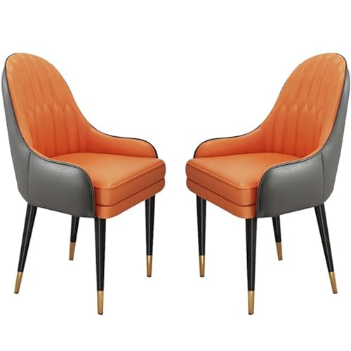 FYNNDM 2er-Set Moderne gepolsterte Esszimmer-Akzentstühle mit Sitzkissen aus Kunstleder und stabilen Metallbeinen von FYNNDM