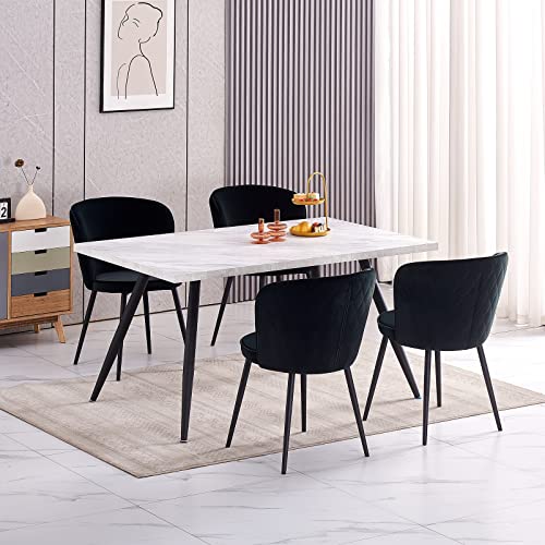 FYNNDM 4er-Set Küchenthekenhocker aus schwarzem Samt mit Dicker Rückenlehne und gepolsterter Sitzfläche, Moderne Metallstruktur für Wohnzimmer oder Schlafzimmer von FYNNDM