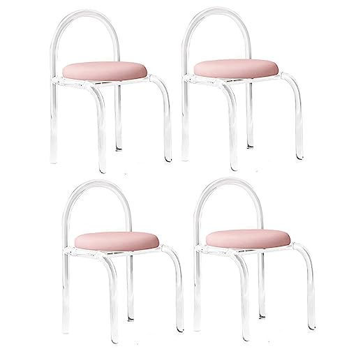 FYNNDM 4er-Set Moderne Esszimmerstühle aus Acryl-Samt mit durchsichtigen Beinen, Gepolsterte Küchenstühle, Akzentstühle für Esszimmer und Schlafzimmer von FYNNDM