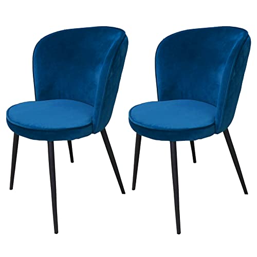 FYNNDM Esszimmerstühle aus blauem Samt, 2er-Set, Küchenstühle in Thekenhöhe mit Dicker Rückenlehne, gepolsterter Sitzfläche und Metallstruktur, ideal für Komfort im Wohnzimmer oder FYNNDM Esszimmerstühle aus blauem Samt, 2er-Set, Küchenstühle in Thekenhöhe mit Dicker Rückenlehne, gepolsterter Sitzfläche und Metallstruktur, ideal für Komfort im Wohnzimmer oder von FYNNDM