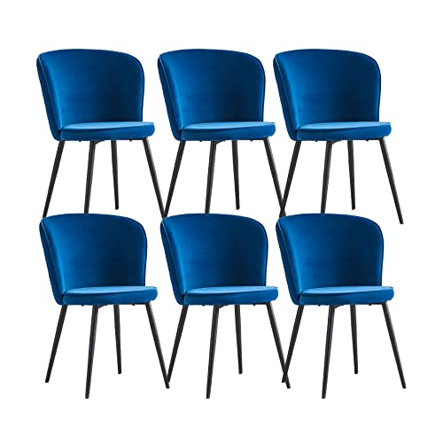 FYNNDM Esszimmerstühle aus blauem Samt, 6er-Set, Küchenstühle in Thekenhöhe mit Dicker Rückenlehne, gepolstertem Sitz und Metallstruktur für Wohnzimmer oder Schlafzimmer von FYNNDM