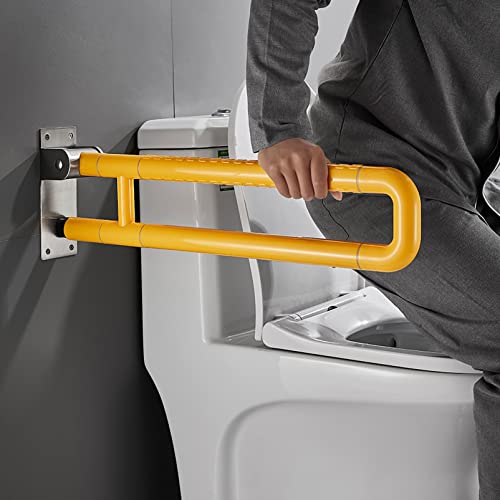 FYNNDM Haltegriffe WC-Haltegriff Badezimmer rutschfeste Sicherheits-Klapparmlehnenschiene, Standardhilfe für ältere, behinderte und behinderte Benutzer (Gelb-80 cm) von FYNNDM
