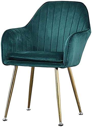 FYNNDM Luxuriöser Esszimmerstuhl aus Samt mit Metallbeinen, bequemer Sessel mit Sitzfläche und Rückenlehne aus Samt, moderner Freizeit-Sofastuhl in Grün mit goldenen Beinen von FYNNDM