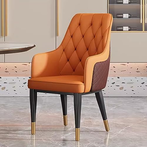 FYNNDM Mid-Century Modern Esszimmerstühle aus PU-Leder mit hoher Rückenlehne und Armlehne in Orange von FYNNDM