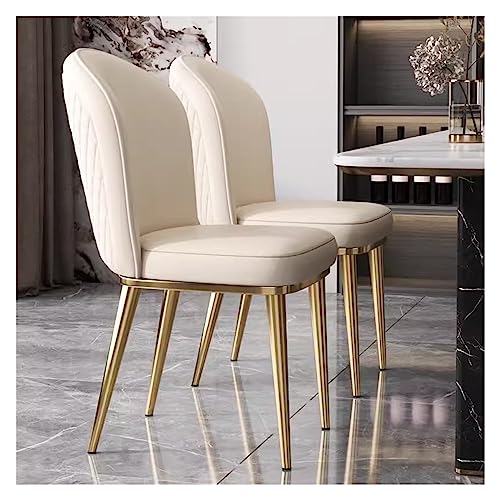 FYNNDM Mid-Century Vintage-Esszimmerstühle aus Leder mit goldenen Metallbeinen, 2er-Set von FYNNDM