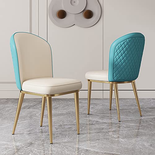 FYNNDM Moderne Esszimmerstühle, 2er-Set, Bequeme gepolsterte Freizeitstühle, Leder-Akzentstühle im Mid-Century-Stil mit Metallbeinen und gebogener Rückenlehne, armlose Warte-Wohnzi von FYNNDM