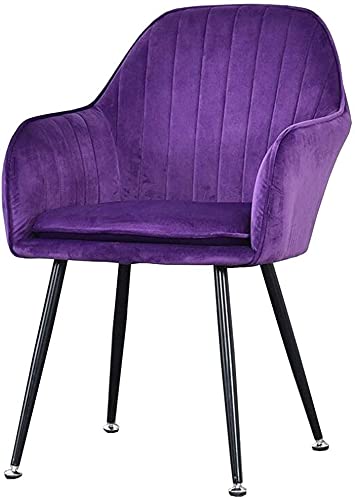 FYNNDM Moderner Esszimmerstuhl aus Samt mit Metallbeinen, bequemer Sessel mit Sitzfläche und Rückenlehne aus Samt, Freizeit-Sofastuhl für das Wohnzimmer (Farbe: Lila, Größe: Schwar von FYNNDM