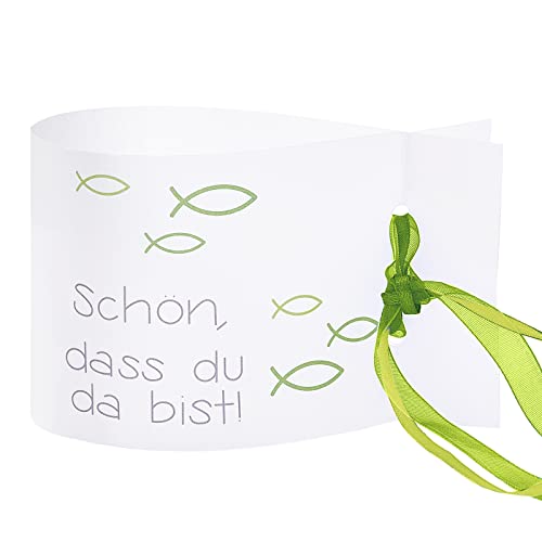 Windlicht Fisch Deko, 8 Stück Mini Tischlichter Kerzen Deko als Tischdeko für Junge und Mädchen Kommunion Konfirmation Taufe Teelichter I Schön DASS du da bist I ca. 12,0 x 8,0 cm (Grün) von FYOJAIC