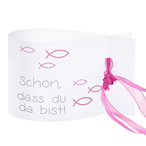 Windlicht Fisch Deko, 8 Stück Mini Tischlichter Kerzen Deko als Tischdeko für Junge und Mädchen Kommunion Konfirmation Taufe Teelichter I Schön DASS du da bist I ca. 12,0 x 8,0 cm (Rosa) von FYOJAIC