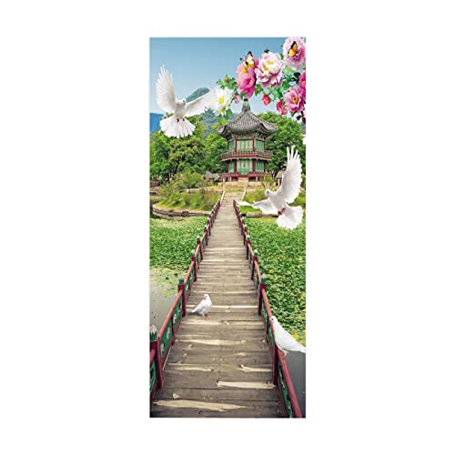 3D Türaufkleber Pavillontiere B90 x H200cm Türtapete selbstklebend Fototapete Türposter Türfolie Türsticker PVC Wasserfest Wandbild Für Wohnzimmer kinder bad Schlafzimmer von FYRHLH