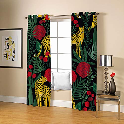 FYRHLH Gardinen Blumen Leopard Tier 3D-Digitaldruckvorhänge Vorhänge für Wohnkultur Größe:2 x B168 x H229cm FYRHLH Gardinen Blumen Leopard Tier 3D-Digitaldruckvorhänge Vorhänge für Wohnkultur Größe:2 x B168 x H229cm von FYRHLH