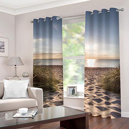 FYRHLH Ösenschal Vorhang Meer & Strand Blickdicht Aber lichtdurchlässig Dekoschal Microfaser mit wunderschön leichtem Fall Größe:B220 x H215cm FYRHLH Ösenschal Vorhang Meer & Strand Blickdicht Aber lichtdurchlässig Dekoschal Microfaser mit wunderschön leichtem Fall Größe:B220 x H215cm von FYRHLH