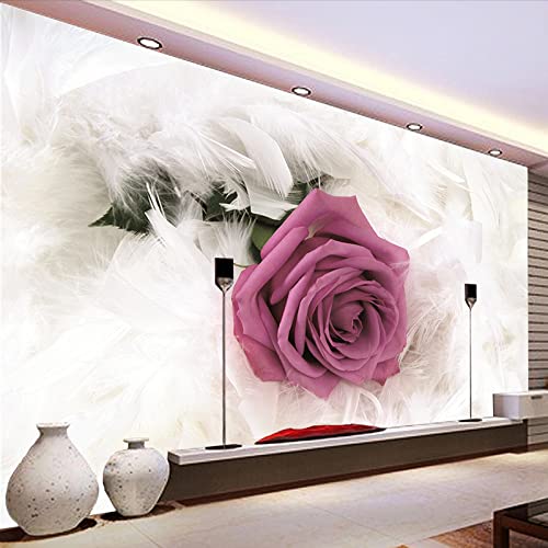 Fototapete Federrose Fototapete 3D Vliestapete Moderne Design Wandtapete Küche Flur Wohnzimmer Büro Badezimmer Kinderzimmer 200cm×140cm(Breite x Höhe) von FYRHLH