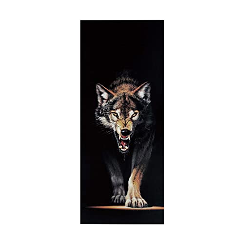 Türtapete Selbstklebend Tierwolf B85 x H205cm 3D Türaufkleber, Entfernbar Wasserdicht Tür Aufkleber Heimdekoration für Schlafzimmer, Wohnzimmer, Badezimmer, Wandaufkleber von FYRHLH