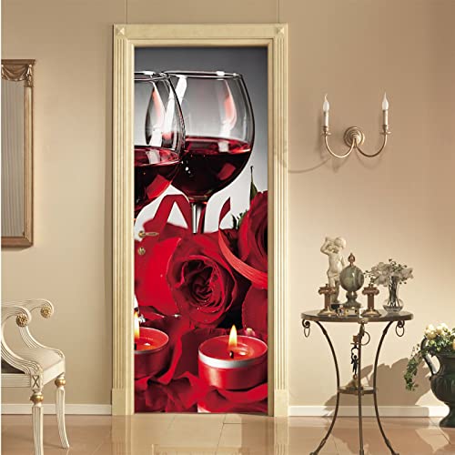 Türtapete selbstklebend TürPoster 3D Blumen und Rotwein B85 x H205cm Türtapete Selbstklebend Fototapete Türfolie Poster Tapete Abnehmbar Wandtapete für Wohnzimmer Küche Schlafzimmer Türtapete selbstklebend TürPoster 3D Blumen und Rotwein B85 x H205cm Türtapete Selbstklebend Fototapete Türfolie Poster Tapete Abnehmbar Wandtapete für Wohnzimmer Küche Schlafzimmer von FYRHLH