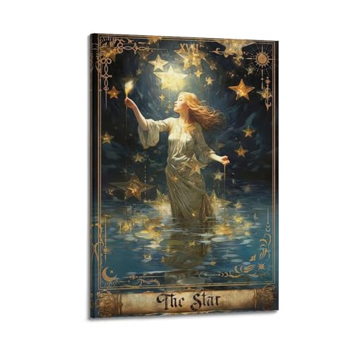 FYRN The Star Tarot Vintage-Poster, Wandkunstdruck, Retro, ästhetisch, Raumdekoration, Bürodekoration, 20 x 30 cm, Rahmen-Stil FYRN The Star Tarot Vintage-Poster, Wandkunstdruck, Retro, ästhetisch, Raumdekoration, Bürodekoration, 20 x 30 cm, Rahmen-Stil von FYRN