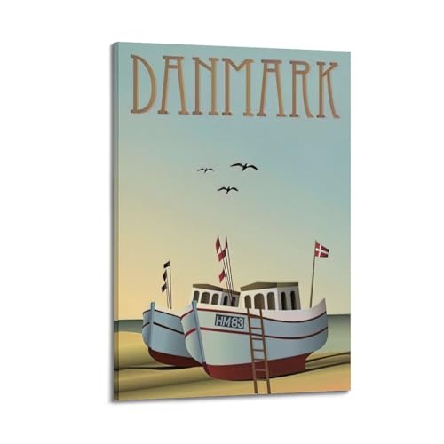 FYRN Vintage-Poster mit Dänemark-Motiv, Retro-Stil, ästhetische Raumdekoration, Bürodekoration, 20 x 30 cm, Rahmen-Stil FYRN Vintage-Poster mit Dänemark-Motiv, Retro-Stil, ästhetische Raumdekoration, Bürodekoration, 20 x 30 cm, Rahmen-Stil von FYRN