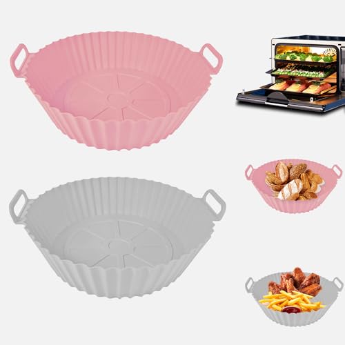 FYSL 2 Stück Silikonform für Heißluftfritteuse, 24cm Airfryer Silikonform, Hohes Volumen, Air Fryer Silikon Pot Liners Wiederverwendbar anstelle Airfryer Backpapier Pergamentpapier von FYSL