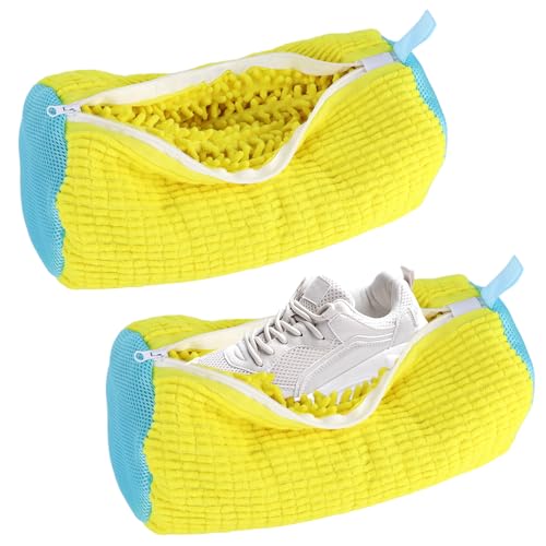 FYSL 2er Pack Schuhwaschbeutel für Waschmaschine, Schuhe Waschbeutel, Wiederverwendbar & Reißfest - Schont Schuhe & Verhindert Beschädigungen (Gelb) von FYSL