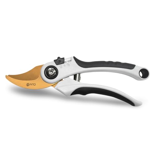 FYTO SNIP Heavy Deluxe | Klingen mit Titanbeschichtung | Größenverstellbarer Griff | Ernteschere Rosenschere Bypass-Schere TiN Titannitrid von FYTO