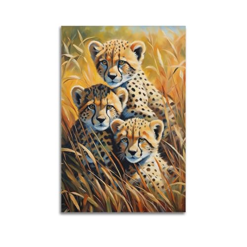 FYUER Tier-Kunstwerk-Poster mit drei niedlichen kleinen Leoparden, dekoratives Gemälde, Leinwand, Wandkunstwerk, Bild, 30 x 45 cm FYUER Tier-Kunstwerk-Poster mit drei niedlichen kleinen Leoparden, dekoratives Gemälde, Leinwand, Wandkunstwerk, Bild, 30 x 45 cm von FYUER