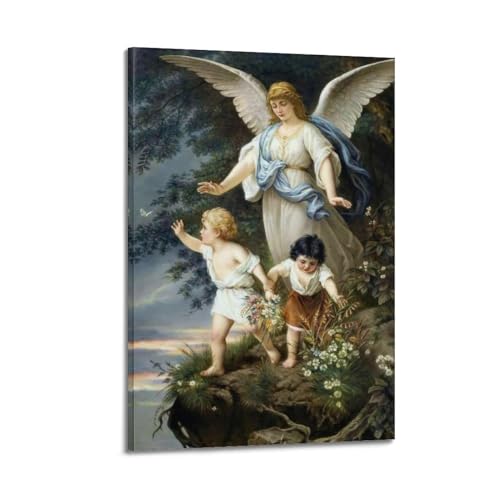 FYUER Vintage-Engel-Poster, Engel und zwei Kinder, dekoratives Gemälde, Leinwand, Wandkunstwerk, Bild, 40 x 60 cm FYUER Vintage-Engel-Poster, Engel und zwei Kinder, dekoratives Gemälde, Leinwand, Wandkunstwerk, Bild, 40 x 60 cm von FYUER